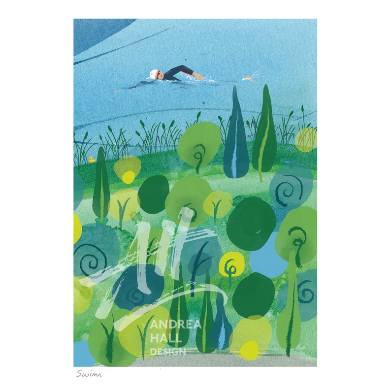 Swim. Open Water Swimming Greetings Card With Male Swimmer Etsy