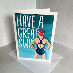 ¡Que tengas un buen baño! Tarjeta de buena suerte para nadadoras con pieles.