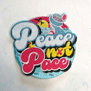 Wild Swimming iron-on patch. Peace Not Pace
