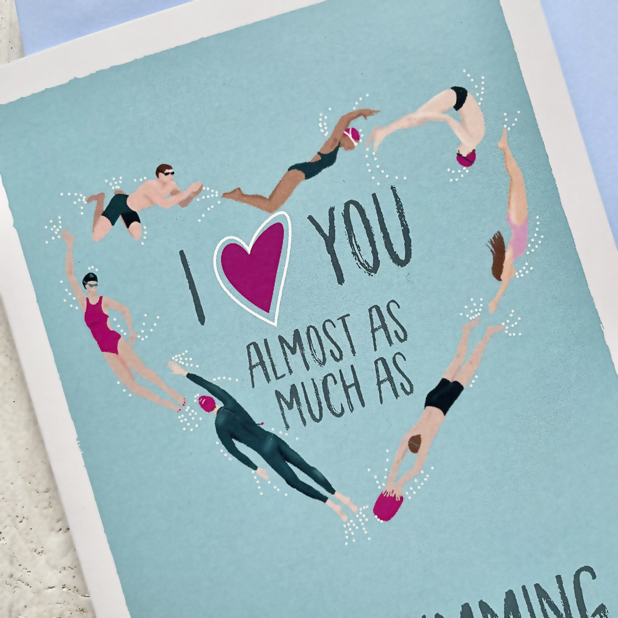 Schwimmen Valentines Karte 'Ich liebe Schwimmen' Etsy