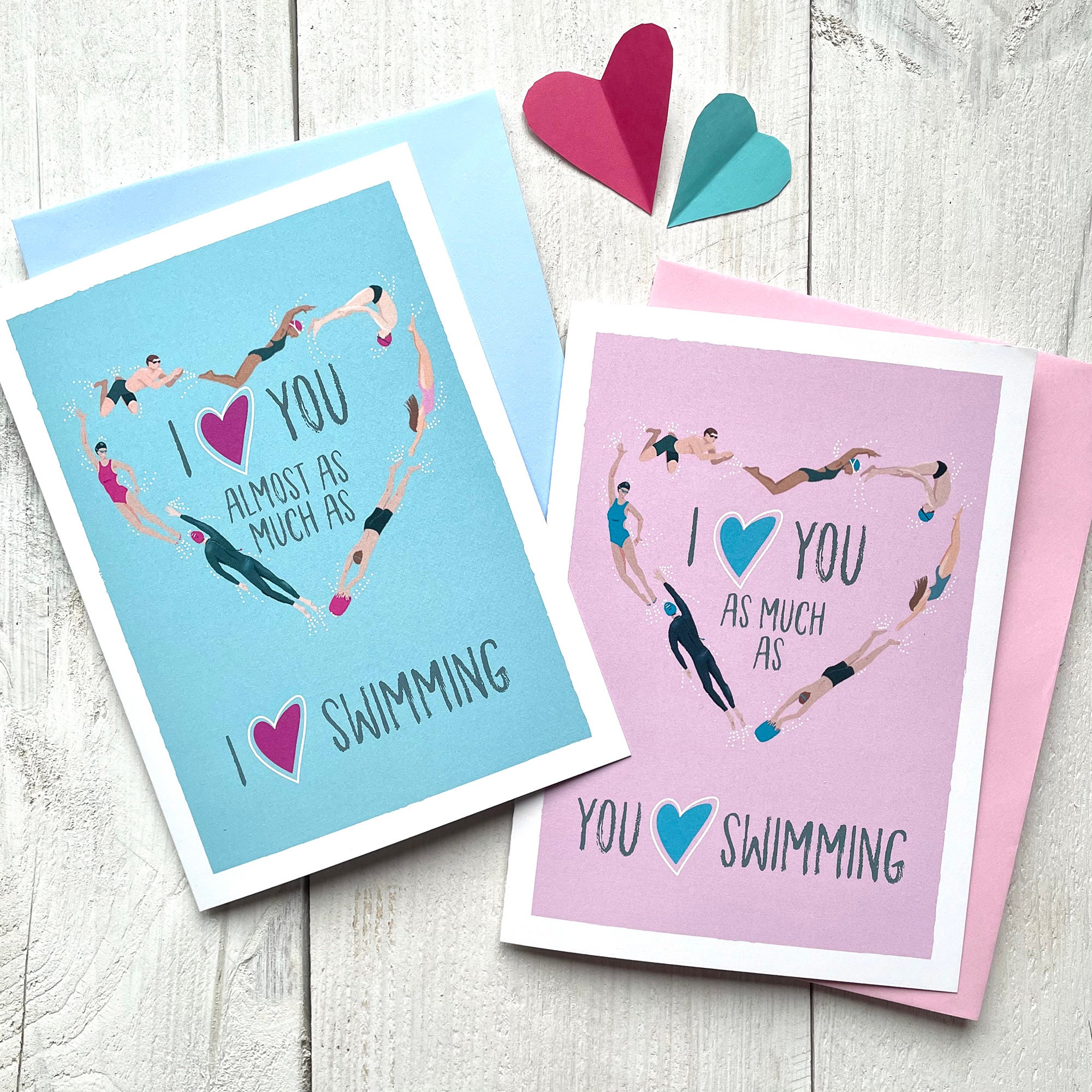 Schwimmen Valentines Karte 'Ich liebe Schwimmen' Etsy