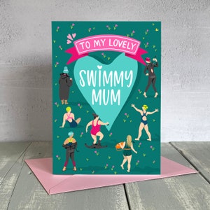 Wenskaart zwemmen in open water voor moeders: Swimmy Mum