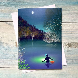 Wenskaart Wild Swimming: Nachtzwemmen