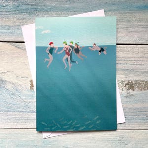 Wenskaart zwemmen in open water. "Plannen maken"