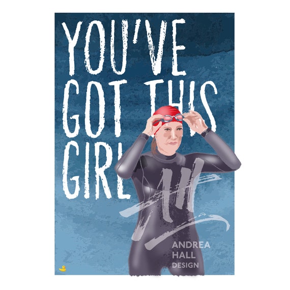 You/'ve Got This Girl! Open water swimming triathlon greetings card Good luck swim card