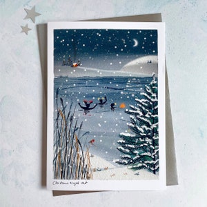 Christmas Night Out. Wild Swimming Christmas card