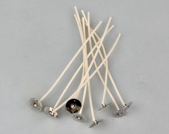 Single candle wick 3 x 15 in 110 mm length, with stand for 55-80 mm candle diameter, pre-waxed to approx. 2 mm