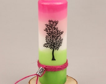 Middle "Rune Candle" with Tree of Life, magic motif candle for the suns and moon festivals