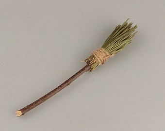 Mini witch's broom for decoration 18 cm - doll's house
