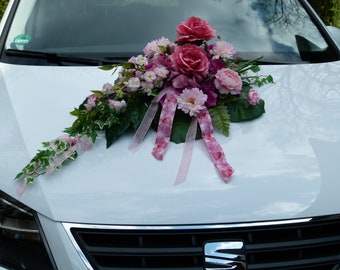 Car jewelry modern pink-purple silk flowers