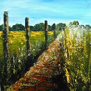 Klein Gemälde Original  Landschaft Malerei 15x15 cm