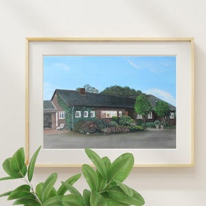 Portrait de maison personnalisée à partir d'une photo. Acrylique peint à la main sur toile
