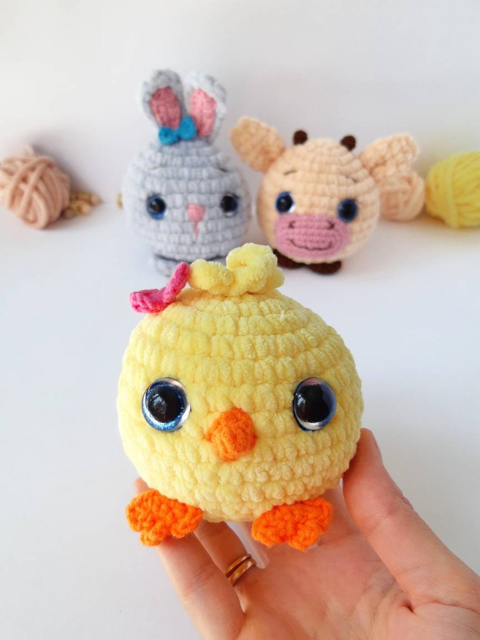 CROCHET PATTERN bunny cow chicken plush easter mini crochet Etsy