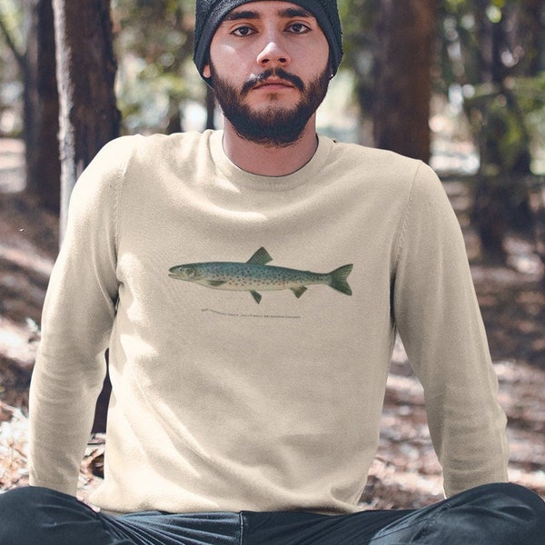 Vintage Trout Print Sweatshirt