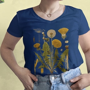 Dandelion Vintage Botanical Vneck Tshirt