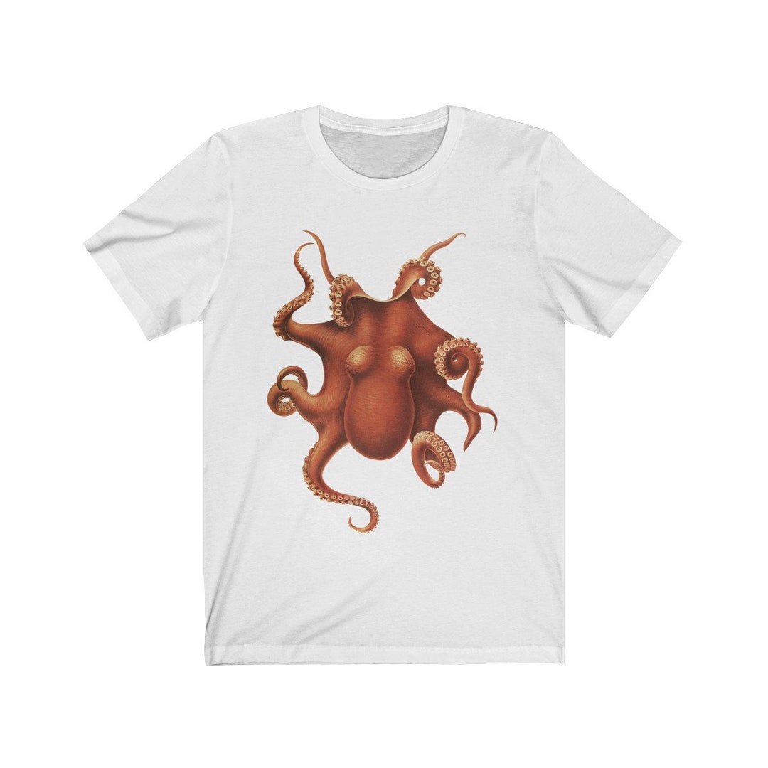 Octopus T Shirt Vintage Octopus Print Crewneck Tee Mens - Etsy