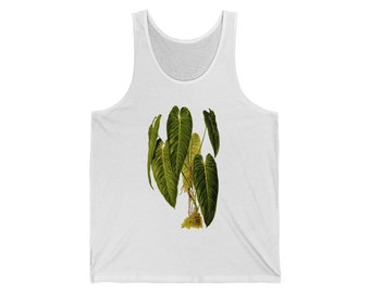 Philodendron Melanochrysum // Andreanum // Black Gold // Vintage Illustration Print Unisex Tank // House Plant Gardening // Botanical Tank