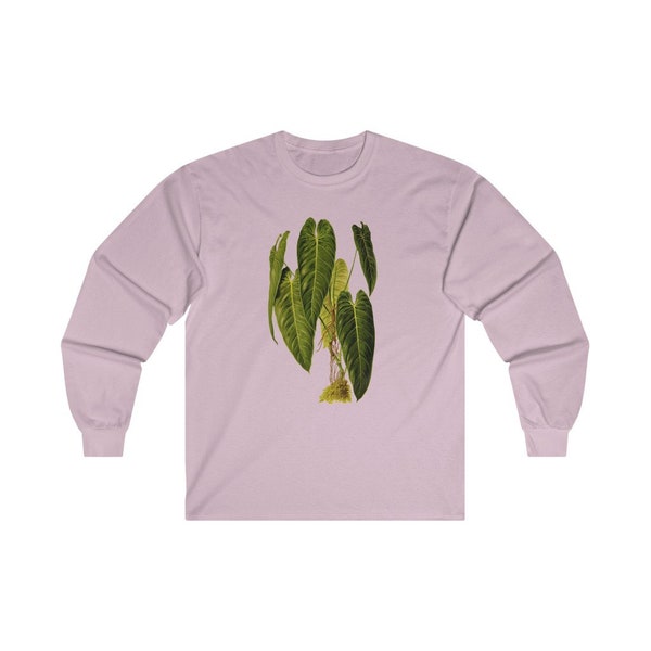 Philodendron Melanochrysum // Black Gold // Vintage Illustration Print Crewneck Long Sleeve Tee // House Plant // Botanical Long Sleeve