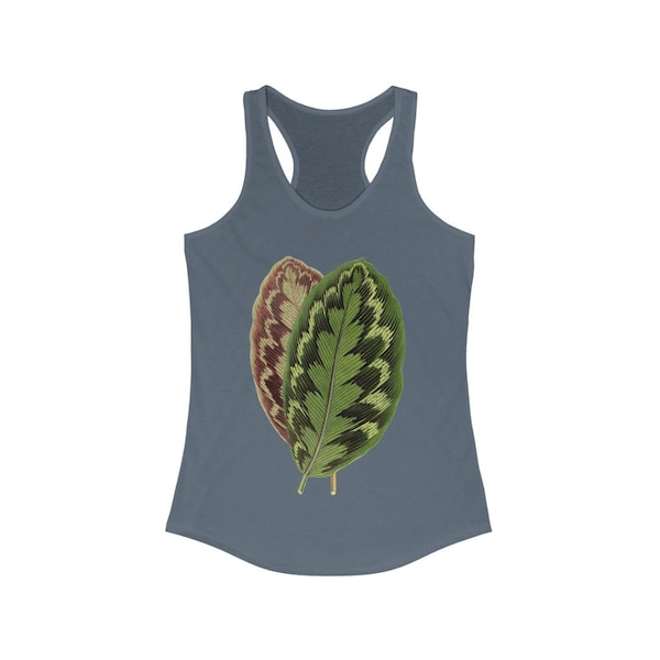 Calathea Medallion // Veitchiana // Racer Back Slim Fit Tank //  Vintage Nature Illustration // House Plant