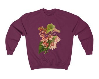 Begonia Lucernia // Angel Wing // Vintage Illustration Crewneck Sweatshirt // House Plant Sweater // Botanical Print