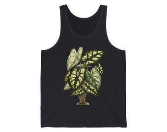 Caladium Argyrites// Vintage Illustration Print Loose Fit Unisex Tank // House Plant Gardening // Botanical Tank //