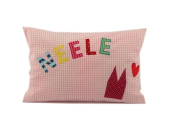 Birth pillow Cologne Cathedral Cologne pink white checkered, name pillow, birth pillow, gift, pillow name name girl Cologne Koeln koelner