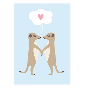 carte postale suricates amoureux carte amour, amoureux, fête des mères, saint valentin, enfants, fiançailles, mariage, anniversaire