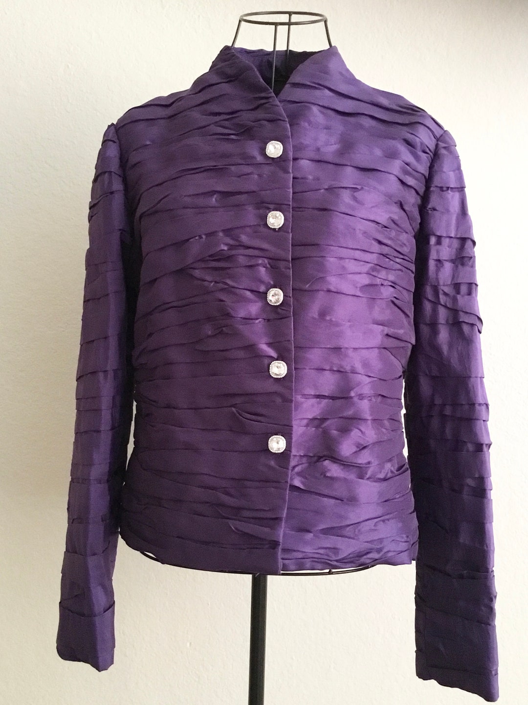 Purple Ruffle Jacket Purple Hand Ruched Taffeta Jacket - Women's Formal Wear - Size Small - Etsy
