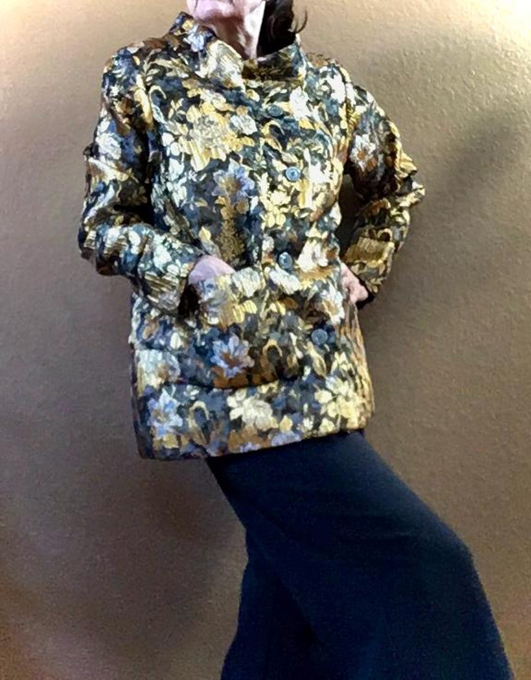 Elegante cappotto da sera floreale da donna in leggero tessuto