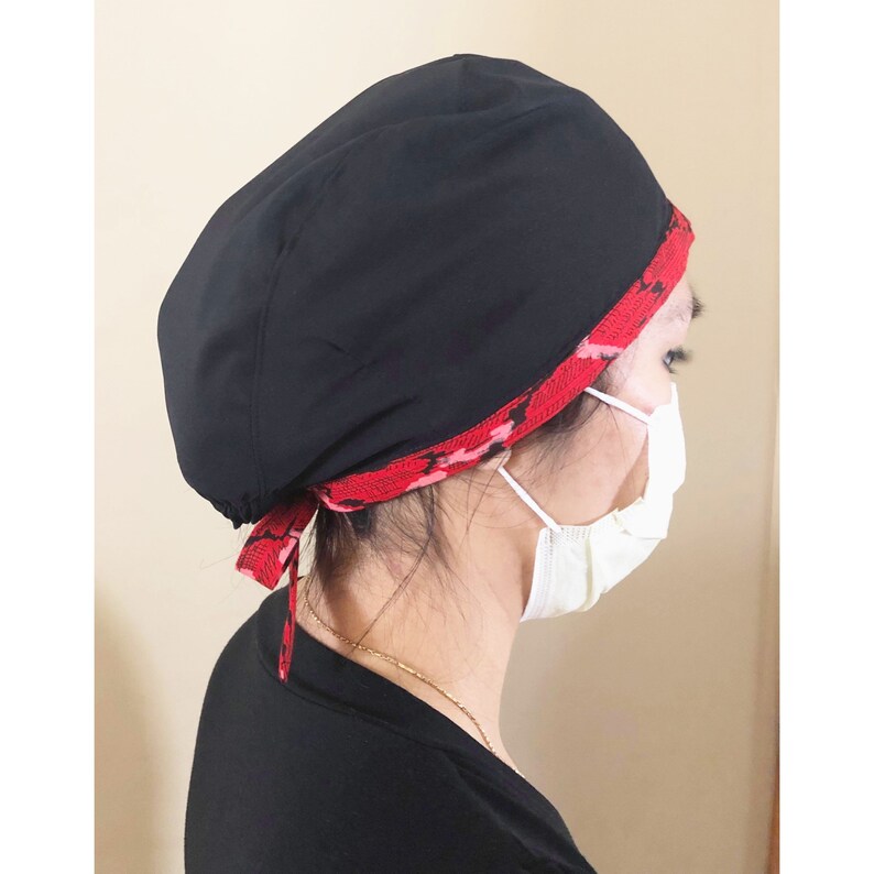 Black Bun Holding Scrub Cap Customizable Etsy