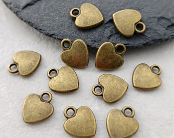 10 Anhänger Charms Herz 12x10mm  antik bronze