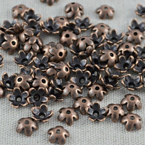50 kleine Perlenkappen Blümchen kupfer 6,5mm Bild 4
