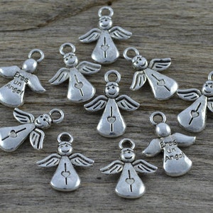 30 Charms Engel Made for an Angel 17x12mm Farbe antiksilber Anhänger Metall #S026