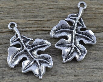 2 XL feuille de chêne Charms pendentifs en métal antique argent 39 x 25 mm pendentif