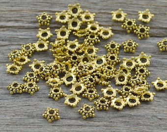 50 kleine Perlenkappen Blümchen antik gold 5,5mm Endkappen