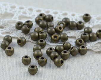 40 metal beads intermediate beads bronze 5 mm spacer, rondelle beads ball
