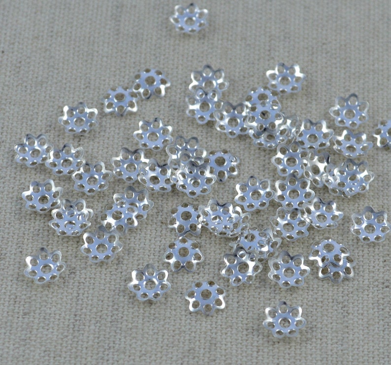 100 fiore tappi della perla, argento 6 mm immagine 2