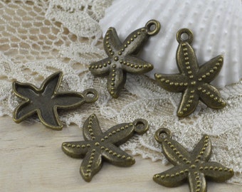 8 pendentif Charms étoiles de mer 23 x 19 mm pendentifs en métal bronze