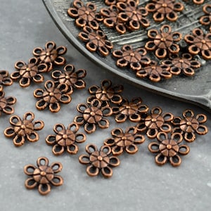 20 Mini Flowers Connectors Copper 9 x 9 mm Intermediate Parts