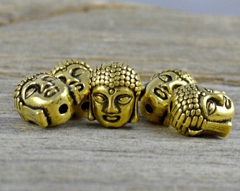 5x Buddha Metal Beads Antique Gold Spacer, Pearls Intermediate Beads