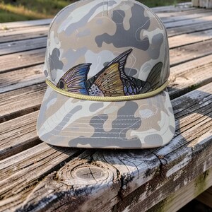 Custom art Grand Slam leather patch hat, tarpon, redfish, snook, trout