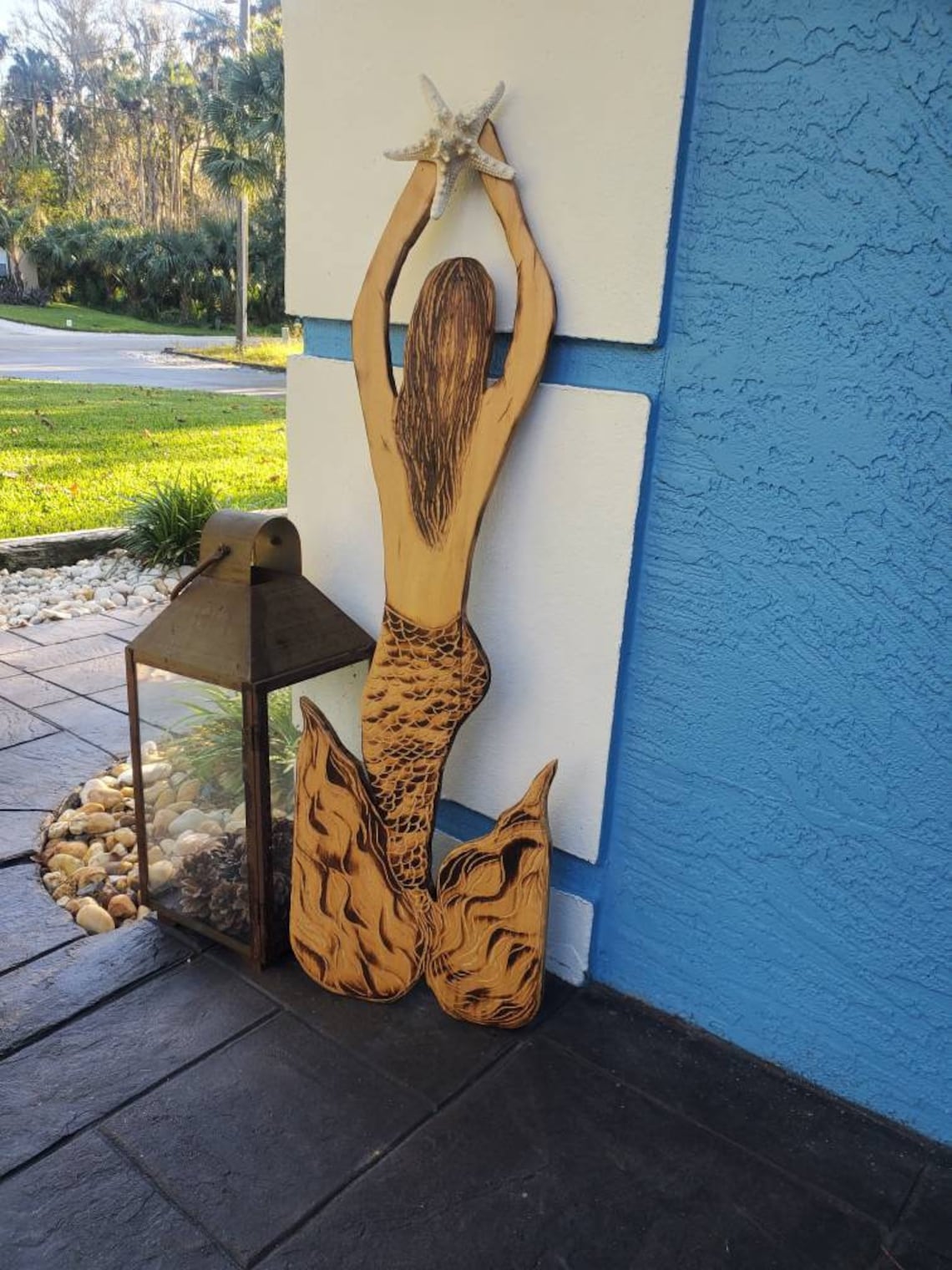 Mermaid Wooden Sculpture Salvaged Wood Mermaid Florida Wood Etsy