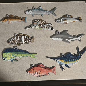 Redfish ornament, fish ornaments, Tuna, Snapper,Tarpon ornaments, Handmade wood fish ornaments, saltwater angler ornaments