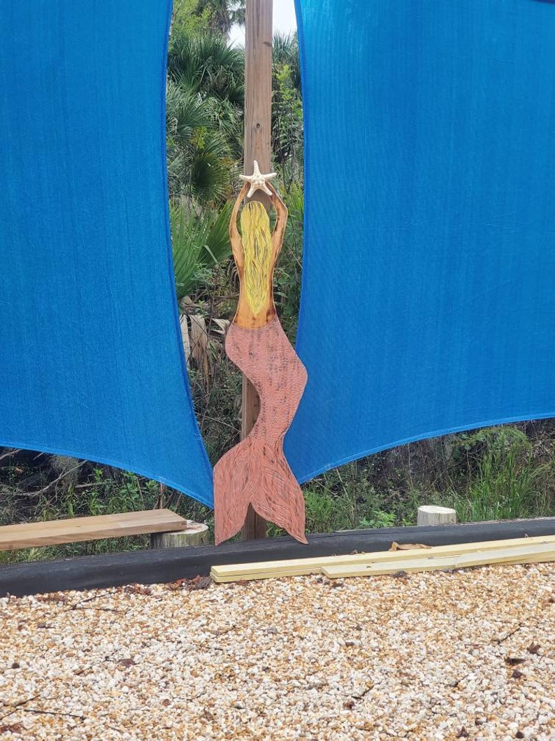 Mermaid Wooden Sculpture Salvaged Wood Mermaid Florida Wood Etsy