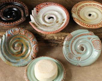 Soap dish "soap snail" / ceramic soap dish (red clay)