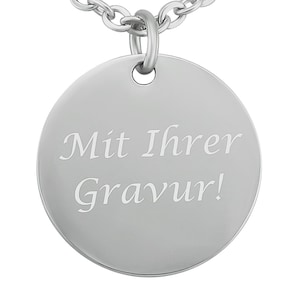 Personalizowany naszyjnik z grawerowaną zawieszką okrągłą w kolorze srebrnym/złotym wykonany ze stali szlachetnej personalizowanych prezentów
