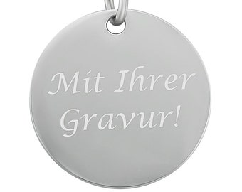 Personalisierte Kette mit Gravur Anhänger rund in Silber / Gold  aus Edelstahl personalisierte Geschenke