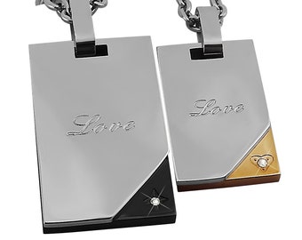 Personalized necklaces with engraving Partner Necklaces Book of Love Stainless Steel Silver Gold/Black Personalized Gifts