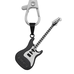 Personalisierter Schlüsselanhänger mit Gravur Gitarre aus Edelstahl verschiedene Farben personalisierte Geschenke