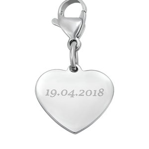 Personalized keychain with engraving heart pendant made of stainless steel in silver special personalized gifts